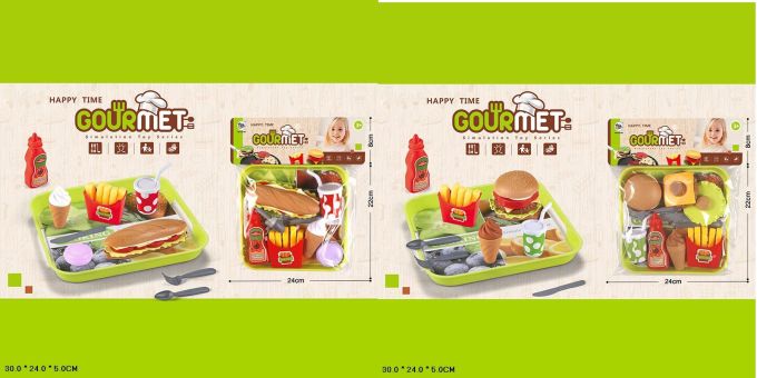 Продукти набір ФастФуд арт. 3260-15/16 , хотдог, кетчуп, картопля, на подносі, пакет