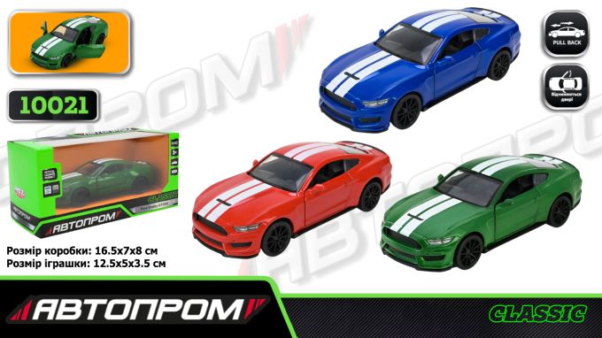 Іграшка машина мет. АВТОПРОМ  арт. 10021 (48шт/2) 5 inch,3 кольори Ford Shelby GT350, відкр.двері, у кор.16,5*7*8см