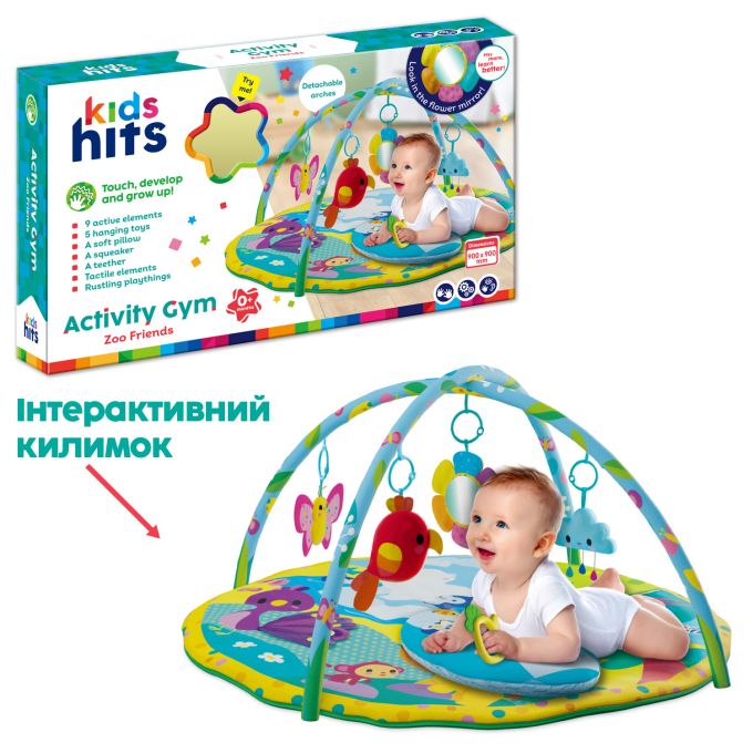 Килимок для малюків Kids Hits KH06/006 (6шт) тактильні елементи, дзеркало, яскраві стрічки, підвісні