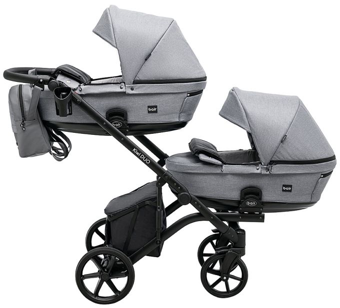 Коляска 2 в 1 для двійні Bair Kiwi DUO Soft BKP-218 сірий