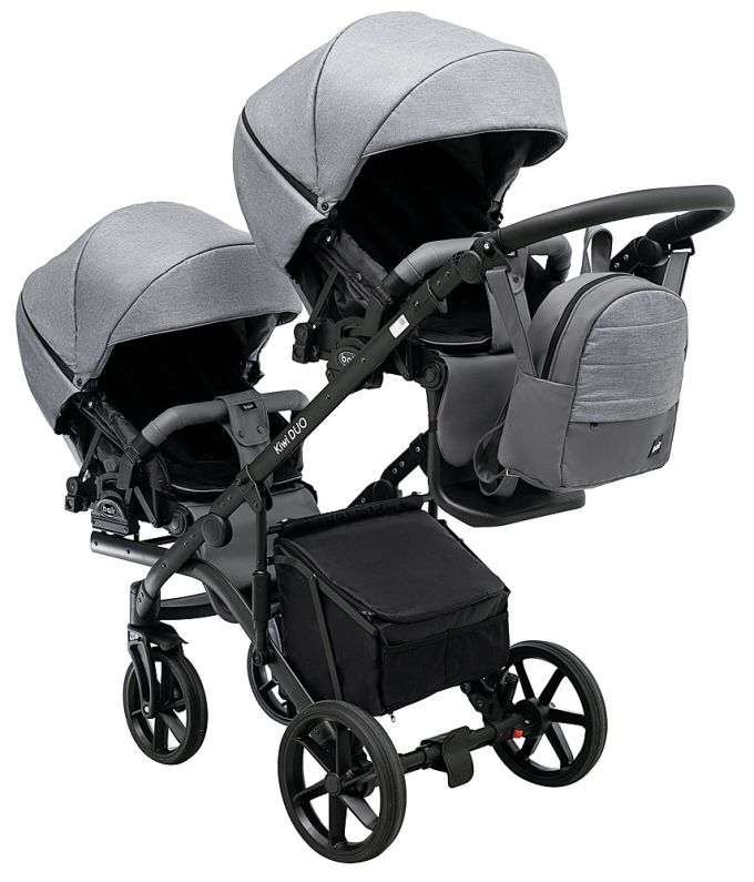 Коляска 2 в 1 для двійні Bair Kiwi DUO Soft BKP-218 сірий
