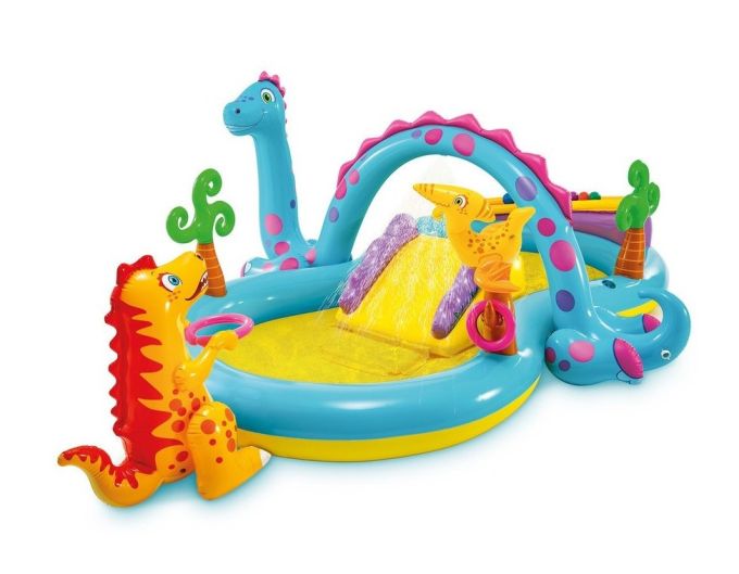 Дитячий надувний басейн "Dinoland" з гіркою та фонтанчиком Intex 57135
