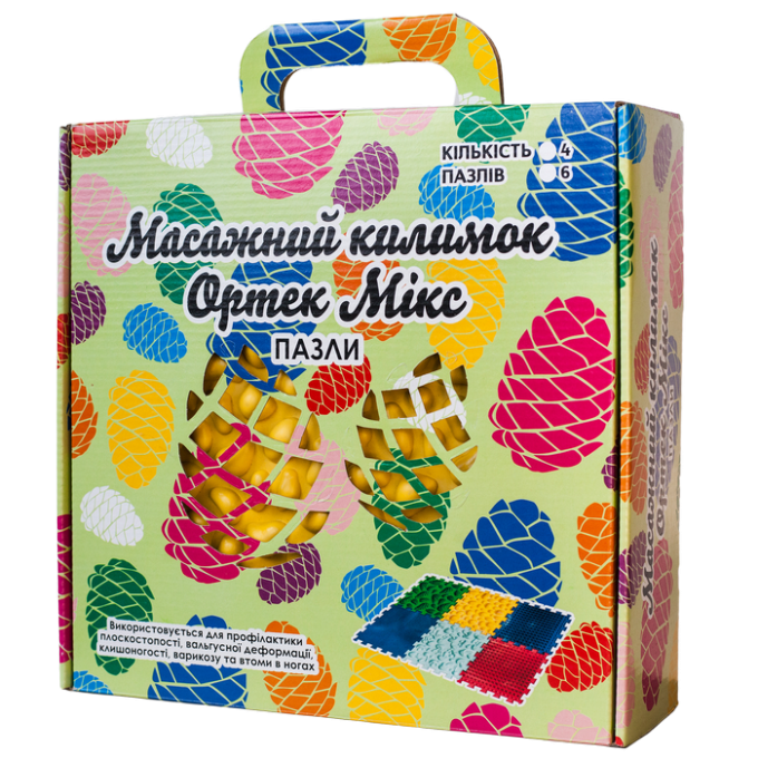 Килимок масажний "Пазли Мікс" 6 елементів "Кольорова Галька" для хлопчика