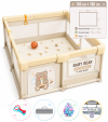 Дитячий манеж Terrio Teddy Bear L 150х180 см Кавовий з двома ручками і 60 різнокольоровими м'ячами