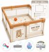 Дитячий манеж Terrio Teddy Bear XL 180х200 см Кавовий з двома ручками і 60 різнокольоровими м'ячами