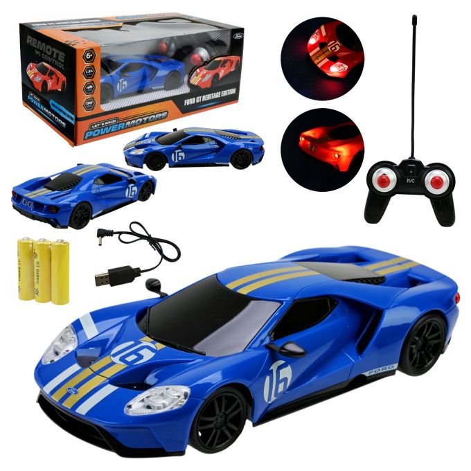 Машина р/к арт. PM2413 BLUE (24шт),"POWERMOTORS",1:24 FORD GT HERITAGE EDITION,синiй колiр, акум., світло у кор.26,5*14*10,5см.