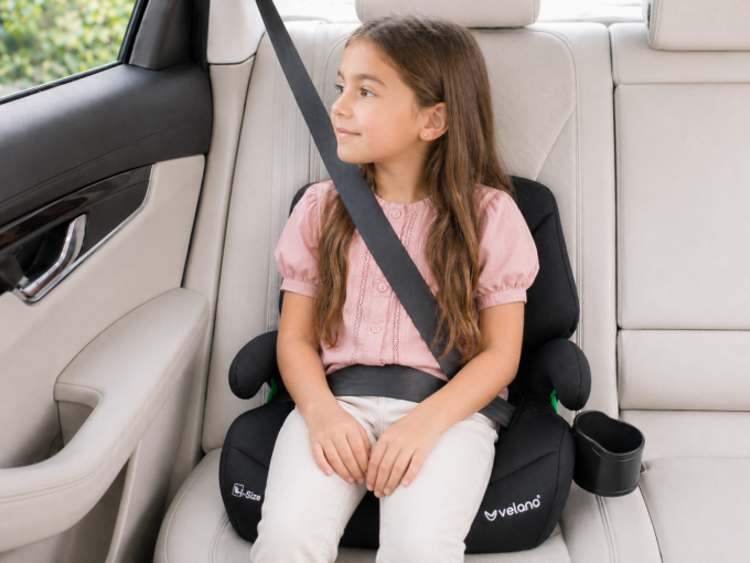 Бустер VELANO Gravo i-Size 125–150 см, ISOFIX + підстаканник, black